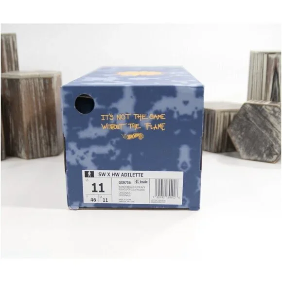 Adidas x Hot Wheels Blue Yellow Logo Monogram Pool Slides Shoes Mens 11 NIB - Picture 12 of 12